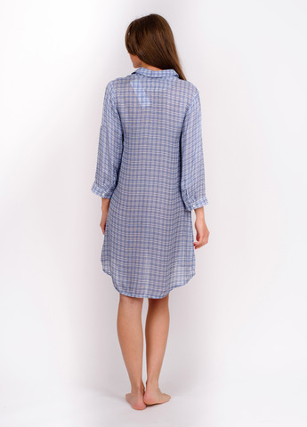 Блакитна домашній сукня сукня-сорочка Suavite в клітинку