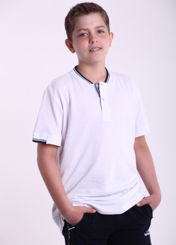 Белая детская футболка-поло для мальчика DiMax
