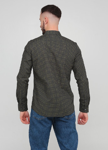 Черная кэжуал рубашка с геометрическим узором H&M