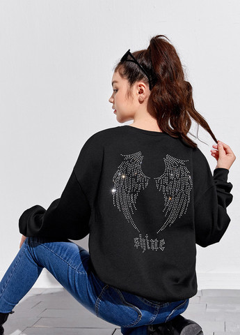 SHEIN світшот однотонний чорний кежуал поліестер