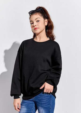 SHEIN світшот однотонний чорний кежуал поліестер