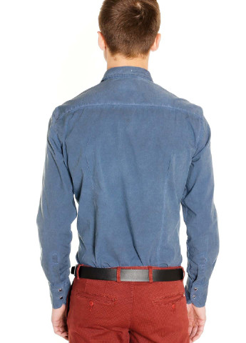 Синяя кэжуал рубашка однотонная Primo Emporio