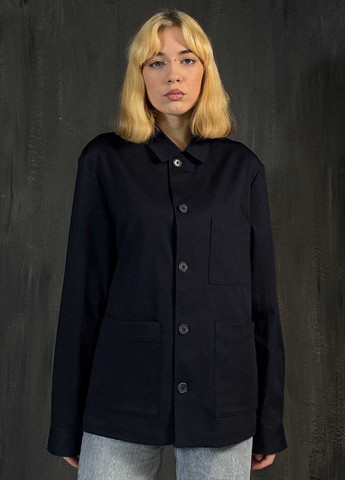 Темно-синяя кэжуал рубашка однотонная S.Oliver