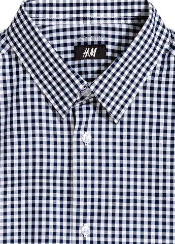 Темно-синяя кэжуал рубашка в клетку H&M