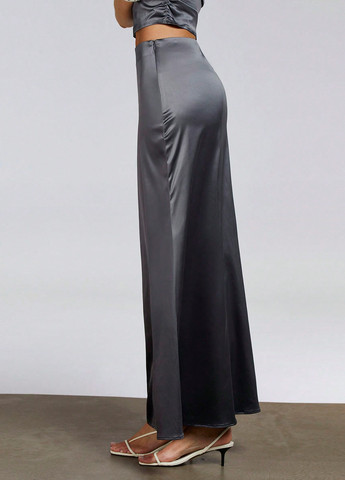 Темно-серая кэжуал однотонная юбка SHEIN