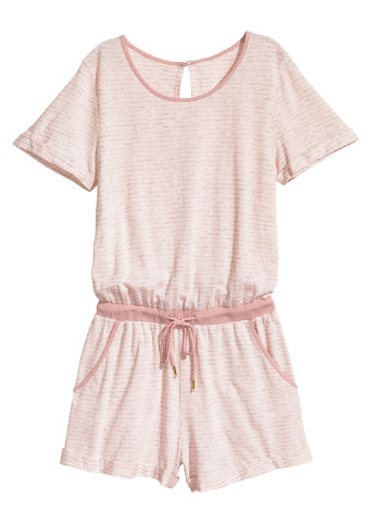 Комбинезон H&M комбинезон-шорты полоска светло-розовый кэжуал трикотаж