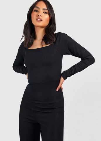 Комбінезон Boohoo комбінезон-брюки однотонний чорний кежуал, спортивний поліестер, трикотаж