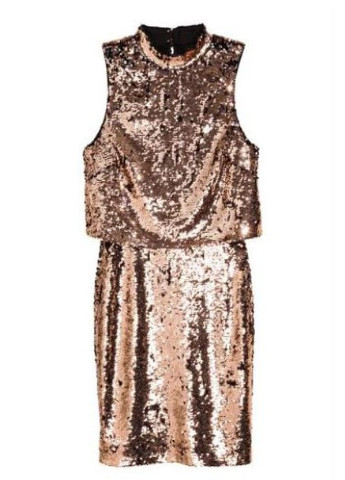 Бронзовое кэжуал платье с пайетками H&M однотонное