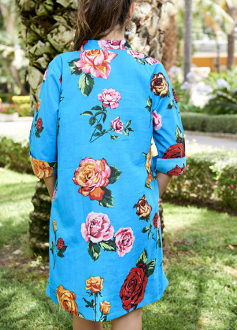 Голубое пляжное платье а-силуэт Indiano с цветочным принтом