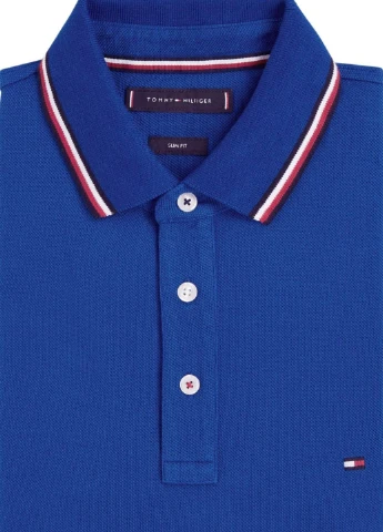 Синяя футболка-поло для мужчин Tommy Hilfiger с логотипом