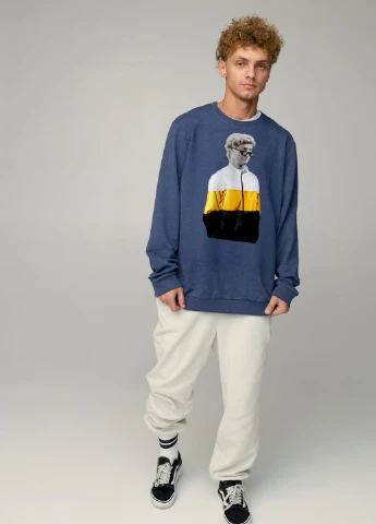 Синій світшот чоловічий oversize /no flis/ YAPPI (252385809)