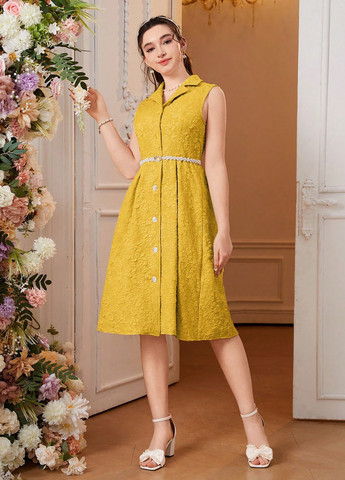Горчичное платье SHEIN (324691974)