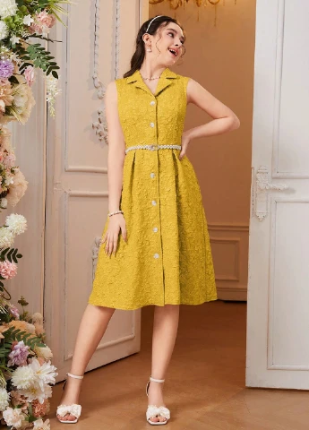 Горчичное платье SHEIN (324691974)