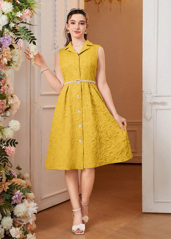 Горчичное платье SHEIN (324691974)