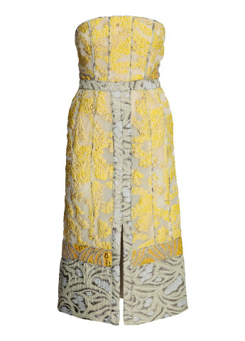 Жовтий кежуал сукня бандо H&M з абстрактним візерунком