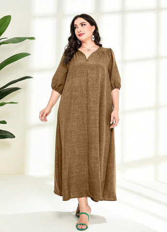 Темно-бежева кежуал сукня а-силует SHEIN меланжева