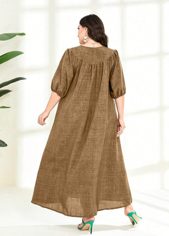 Темно-бежева кежуал сукня а-силует SHEIN меланжева