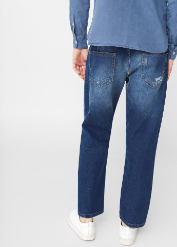 Синие демисезонные прямые джинсы Mango