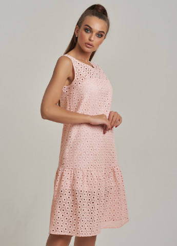 Светло-розовое кэжуал платье а-силуэт ST-Seventeen однотонное