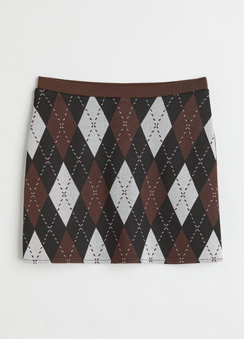 Коричневая кэжуал с геометрическим узором юбка H&M карандаш