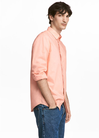 Персиковая кэжуал рубашка H&M с длинным рукавом