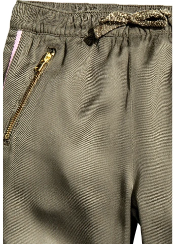 Хаки кэжуал демисезонные со средней талией брюки H&M