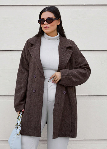 Кавове демісезонне Пальто двобортне SHEIN
