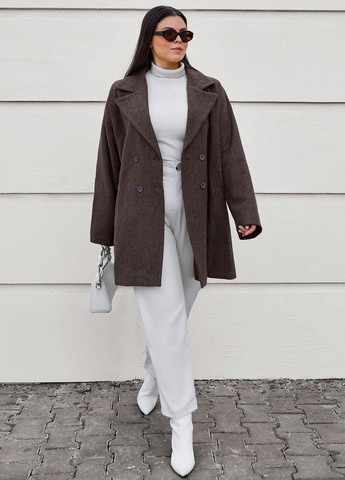 Кавове демісезонне Пальто двобортне SHEIN