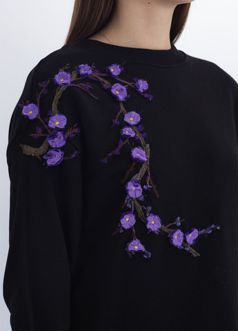 Черный свитшот Nora Kvittin однотонный вышивка, аппликация (301079890)