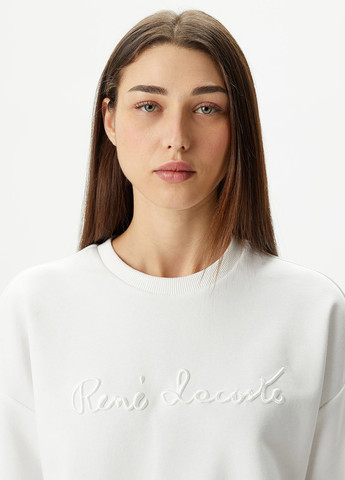 Белый свитшот Lacoste однотонный вышивка, нашивки (329629193)
