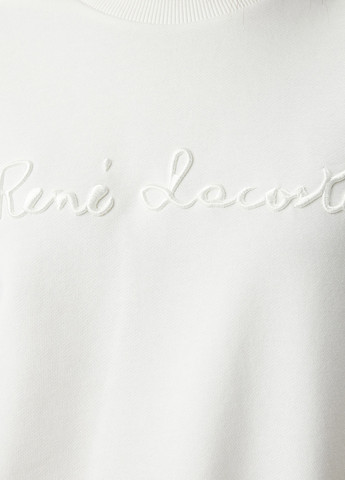 Белый свитшот Lacoste однотонный вышивка, нашивки (329629193)