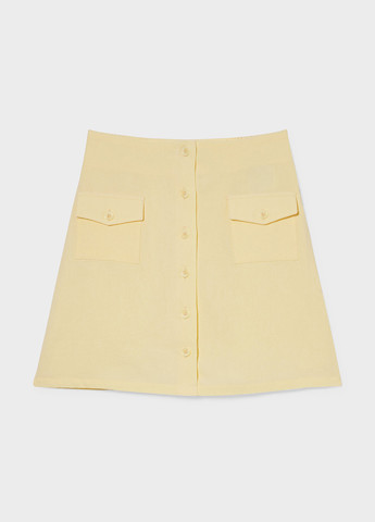 Желтая кэжуал однотонная юбка C&A а-силуэта (трапеция)
