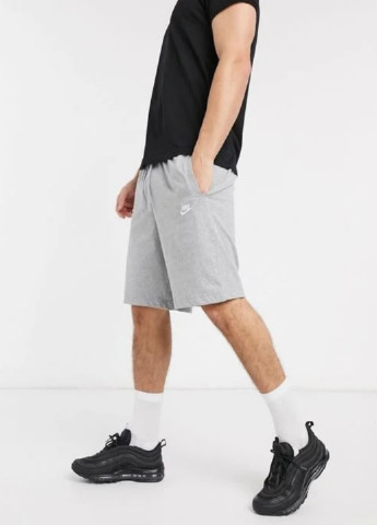 Шорти Nike бермуди меланжі світло-сірі спортивні трикотаж, бавовна