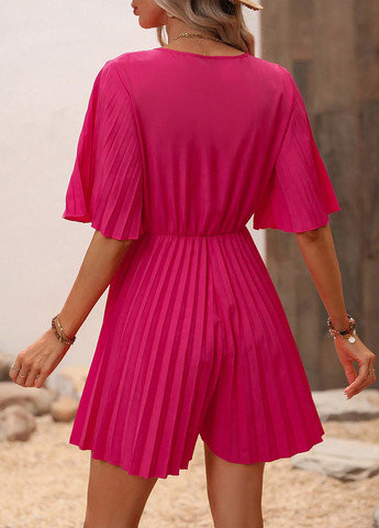 Комбінезон SHEIN комбінезон-шорти однотонний рожевий кежуал, коктейльний поліестер