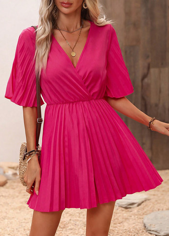 Комбінезон SHEIN комбінезон-шорти однотонний рожевий кежуал, коктейльний поліестер