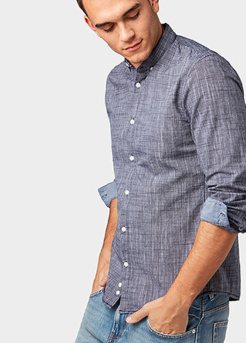 Серо-синяя кэжуал рубашка меланж Tom Tailor