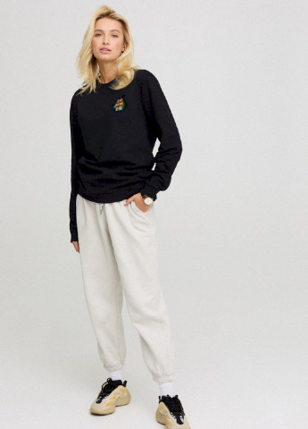 Черный світшот жіночий oversize /no flis/ YAPPI (254658697)
