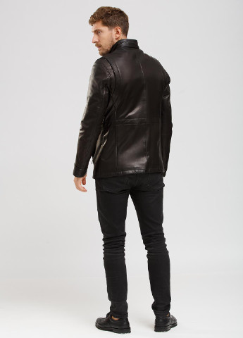 Черная демисезонная куртка кожаная Steel
