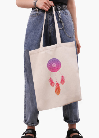 Еко сумка шоппер біла Ловець Снов (Dreamcatcher) (9227-2855-WT-1) Еко сумка шоппер біла 41*35 см MobiPrint (221683052)