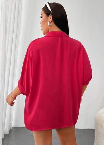 Розовая кэжуал рубашка однотонная SHEIN