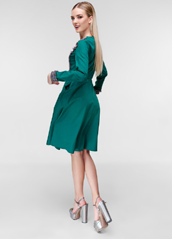 Зеленое кэжуал платье миди Zephyros с абстрактным узором