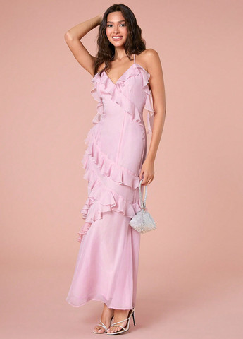 Світло-рожева святковий сукня з відкритою спиною SHEIN однотонна