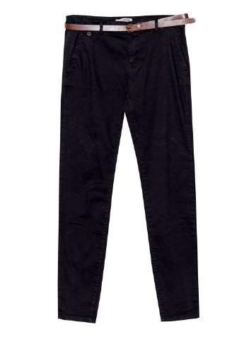 Черные кэжуал демисезонные чиносы, укороченные, зауженные брюки Pull & Bear
