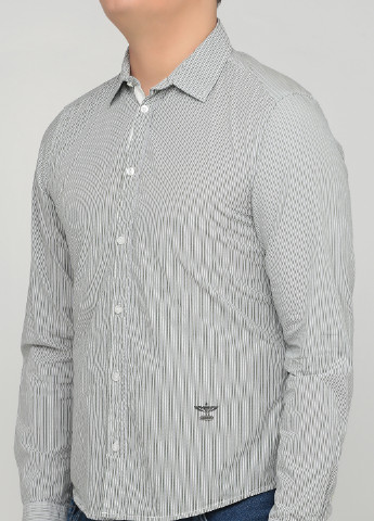 Оливковковая (хаки) кэжуал рубашка в полоску Guess