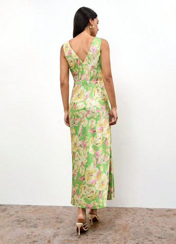 Зелена кежуал, вечірня сукня з відкритою спиною SHEIN з квітковим принтом