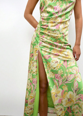 Зелена кежуал, вечірня сукня з відкритою спиною SHEIN з квітковим принтом