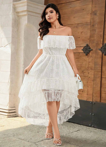 Белое праздничный, вечернее платье колокол SHEIN однотонное