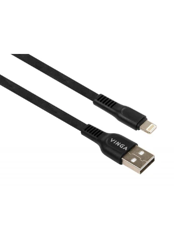 Дата кабель (VCPDCLFTPE1BK) Vinga USB 2.0 AM to Lightning 1.0m flat art TPE back (239381231)