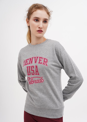 Серый свитшот Terranova надпись без декора (299775835)