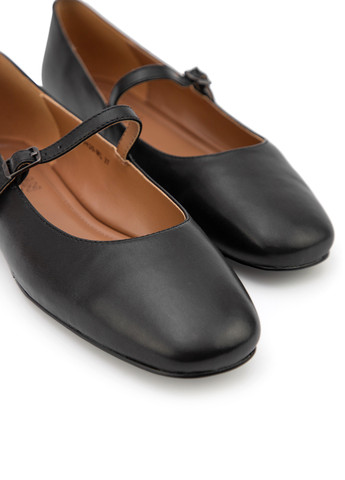 Женские балетки Respect | чёрные однотонные без декора натуральная кожа (306619569)